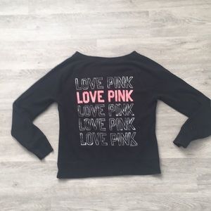 Black and hot Pink v neck pull over sweater